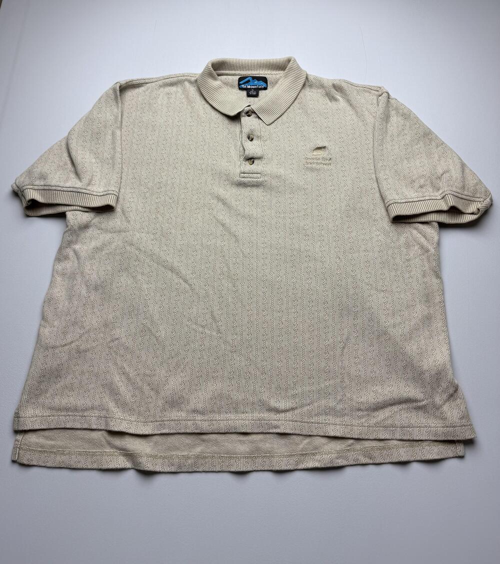 Tri-Mountain Polo Shirt Mens XL Beige Herringbone Smoke LDA Saddlebred Knit